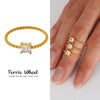 Wholesale Unisex Geometric Stainless Steel And Zircon Inlaid Finger Ring With Pvd Vacuum Gold Plating