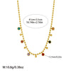 Wholesale Unisex Geometric Stainless Steel Ball Chain Necklace With Colorful Zirconium 18K Gold Plated