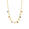 Wholesale Unisex Geometric Stainless Steel Ball Chain Necklace With Colorful Zirconium 18K Gold Plated