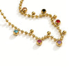 Wholesale Unisex Geometric Stainless Steel Ball Chain Necklace With Colorful Zirconium 18K Gold Plated