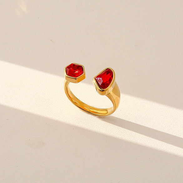 Wholesale Unisex Geometric Stainless Steel Electroplated Adjustable Open Rings Fashion Retro Light Luxury Style