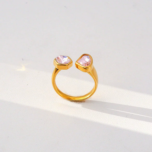 Wholesale Unisex Geometric Stainless Steel Electroplated Adjustable Open Rings Fashion Retro Light Luxury Style