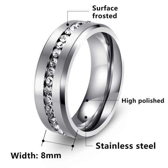 Wholesale Unisex Geometric Stainless Steel Electroplated Diamond Zircon Ring
