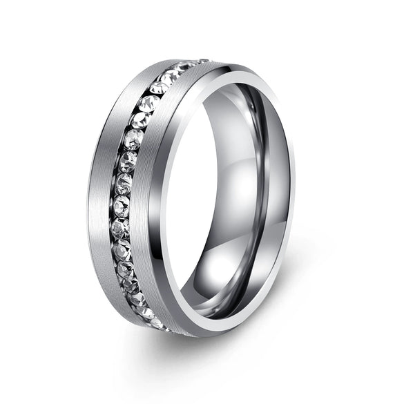 Wholesale Unisex Geometric Stainless Steel Electroplated Diamond Zircon Ring