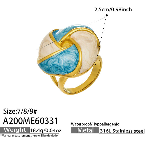 Wholesale Unisex Geometric Stainless Steel Electroplated Inlaid Zircon Floral Ring Light Luxury Style
