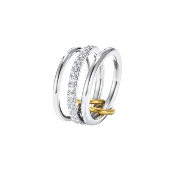 Wholesale Unisex Geometric Stainless Steel Electroplated Ring With Zircon Inlay