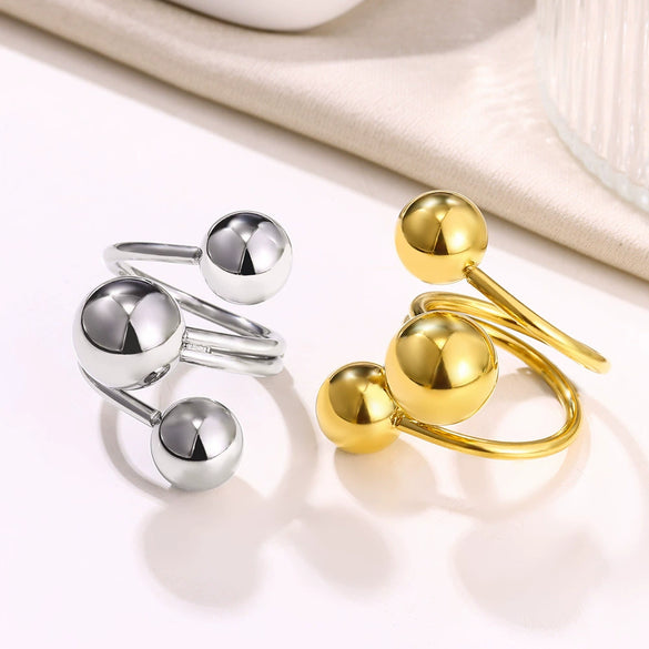 Wholesale Unisex Geometric Stainless Steel Electroplated Spherical Ring