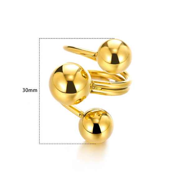 Wholesale Unisex Geometric Stainless Steel Electroplated Spherical Ring
