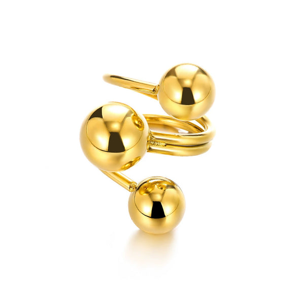 Wholesale Unisex Geometric Stainless Steel Electroplated Spherical Ring