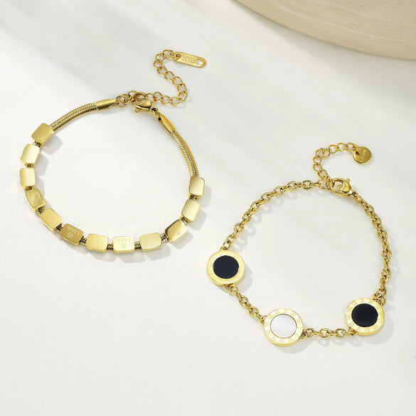 Wholesale Unisex Geometric Stainless Steel Electroplated Square Snake Bone Bracelet