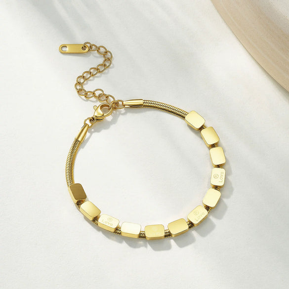 Wholesale Unisex Geometric Stainless Steel Electroplated Square Snake Bone Bracelet