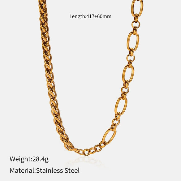 Wholesale Unisex Geometric Stainless Steel Electroplated Twist Chain Necklace