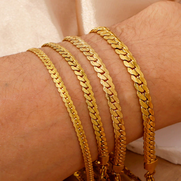Wholesale Unisex Geometric Stainless Steel Embossed Electroplating Jewelry Bracelets That Do Not Fade Niche Stylish