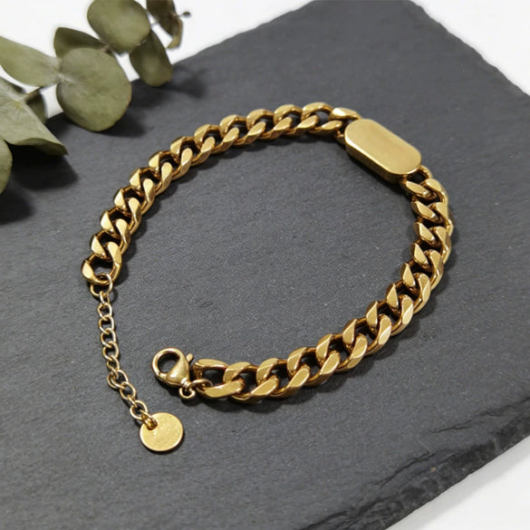 Wholesale Unisex Geometric Stainless Steel Gold Vacuum Plated Bracelet
