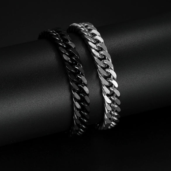 Wholesale Unisex Geometric Stainless Steel Hiphop Punk Trendy Cuban Chain Bracelet With Sixsided Grinding And Electroplating