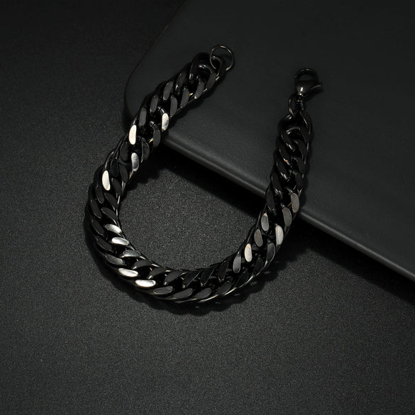 Wholesale Unisex Geometric Stainless Steel Hiphop Punk Trendy Cuban Chain Bracelet With Sixsided Grinding And Electroplating