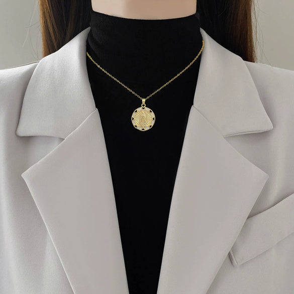 Wholesale Unisex Geometric Stainless Steel Necklace With Copper Pendant