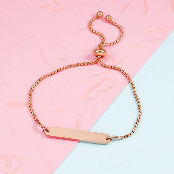 Wholesale Unisex Geometric Stainless Steel Oval Bar Bracelet Mirror Polished Electroplated