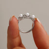 Wholesale Unisex Geometric Stainless Steel Pearl Zircon Electroplated Ferris Wheel Empty Pad Set Ring