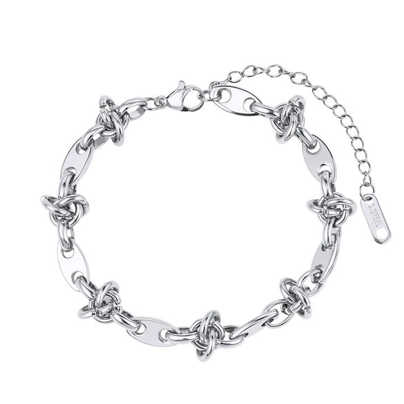 Wholesale Unisex Geometric Stainless Steel Real Gold Plated Chain Bracelet Minimalist Light Luxury Design