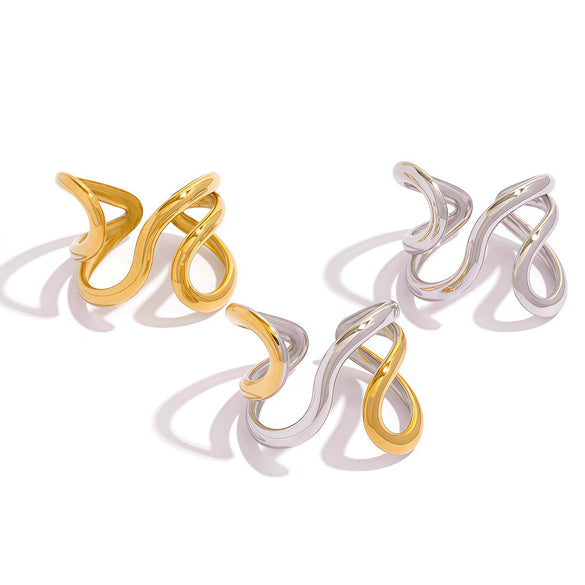 Wholesale Unisex Geometric Stainless Steel Rings With Pvd Furnace Vacuum Real Gold Plating