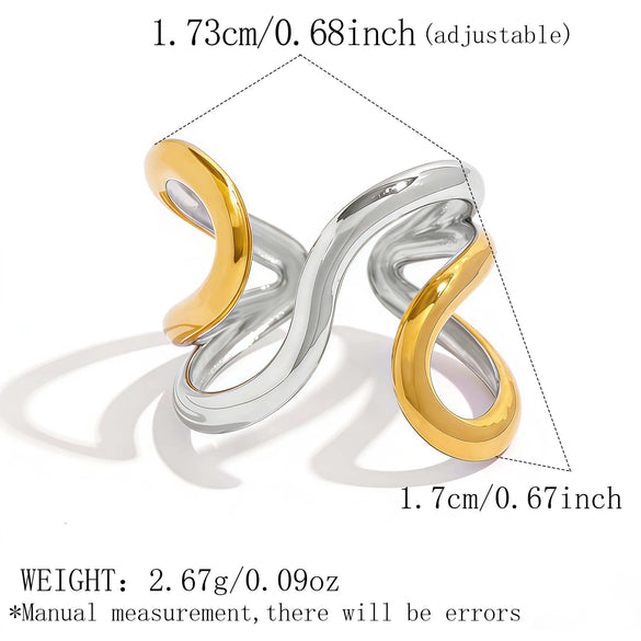 Wholesale Unisex Geometric Stainless Steel Rings With Pvd Furnace Vacuum Real Gold Plating