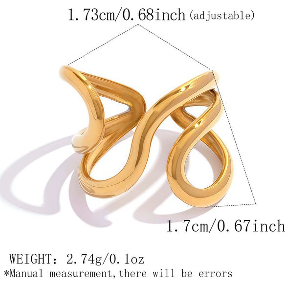 Wholesale Unisex Geometric Stainless Steel Rings With Pvd Furnace Vacuum Real Gold Plating
