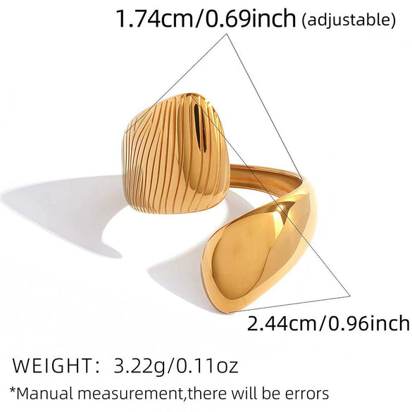 Wholesale Unisex Geometric Stainless Steel Vacuum Plated Open Ring With Brushed Design