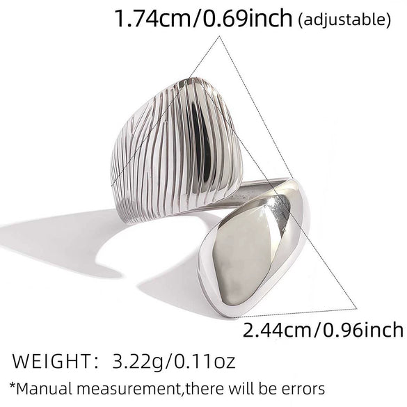 Wholesale Unisex Geometric Stainless Steel Vacuum Plated Open Ring With Brushed Design