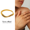 Wholesale Unisex Geometric Stainless Steel Zircon Electroplated Ferris Wheel Wave Ring Jewelry