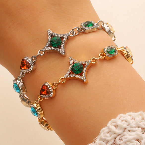 Wholesale Unisex Geometric Star Oval Pattern Zinc Alloy And Copper Electroplated Jewelry Necklace And Bracelet Set