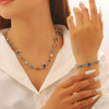 Wholesale Unisex Geometric Star Oval Pattern Zinc Alloy And Copper Electroplated Jewelry Necklace And Bracelet Set