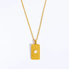 Wholesale Unisex Geometric Star Sun Moon Titanium Steel Necklace With Gold Inlaid Stereo Embossed Opal Pendant And Snake Bone Chain