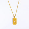 Wholesale Unisex Geometric Star Sun Moon Titanium Steel Necklace With Gold Inlaid Stereo Embossed Opal Pendant And Snake Bone Chain
