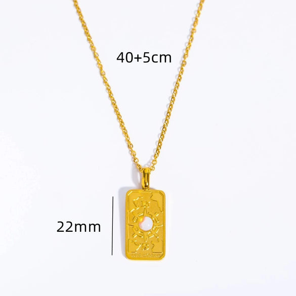 Wholesale Unisex Geometric Star Sun Moon Titanium Steel Necklace With Gold Inlaid Stereo Embossed Opal Pendant And Snake Bone Chain
