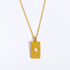 Wholesale Unisex Geometric Star Sun Moon Titanium Steel Necklace With Gold Inlaid Stereo Embossed Opal Pendant And Snake Bone Chain