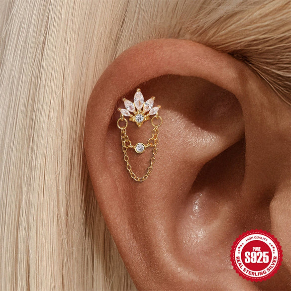 Wholesale Unisex Geometric Sterling Silver Ear Jewelry With Environmentally Friendly Electroplating And Tassel Design