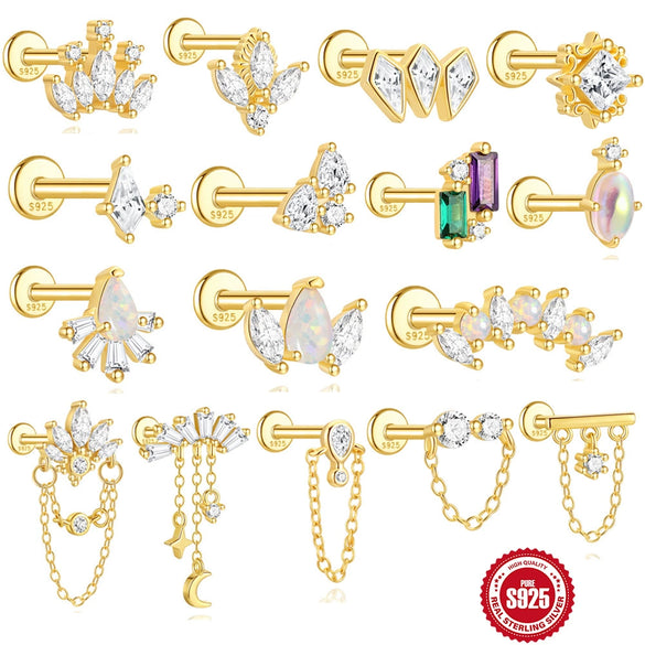 Wholesale Unisex Geometric Sterling Silver Ear Jewelry With Environmentally Friendly Electroplating And Tassel Design