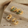 Wholesale Unisex Geometric Style Detachable Pendant Jewelry Color Diamond Design Titanium Steel Rings And Earrings With Electroplating