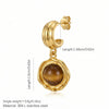 Wholesale Unisex Geometric Tiger Eye Earrings 18K Gold Plated Titanium Steel And Stainless Steel Vintage Minimalist French Retro Style