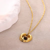 Wholesale Unisex Geometric Tiger Eye Stone Pendant Necklace With Cross Chain 18K Gold Electroplated Stainless Steel Jewelry