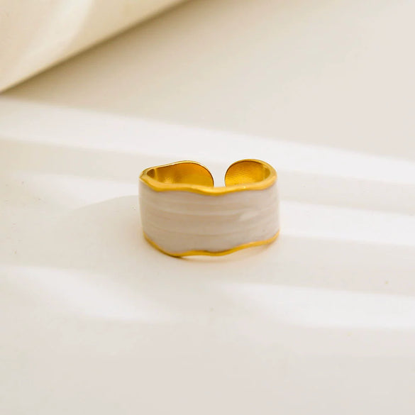 Wholesale Unisex Geometric Titanium Steel And Stainless Steel Enamel Electroplated Retro Opening Ring