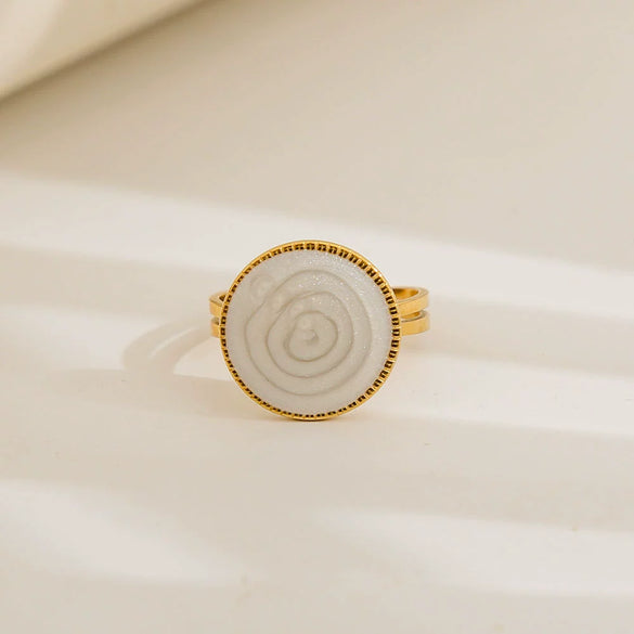 Wholesale Unisex Geometric Titanium Steel And Stainless Steel Enamel Electroplated Retro Opening Ring