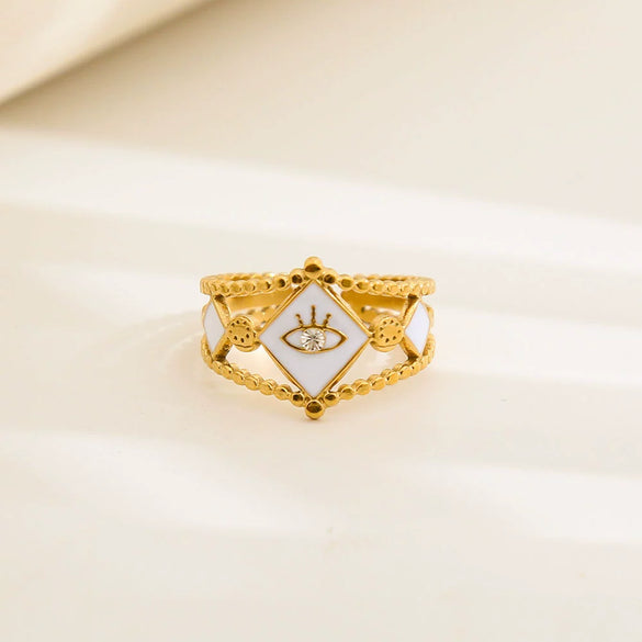Wholesale Unisex Geometric Titanium Steel And Stainless Steel Enamel Electroplated Retro Opening Ring