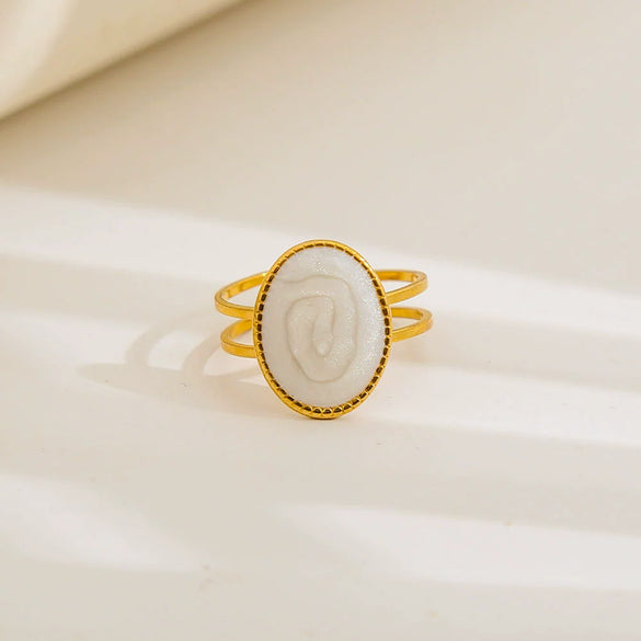 Wholesale Unisex Geometric Titanium Steel And Stainless Steel Enamel Electroplated Retro Opening Ring