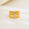 Wholesale Unisex Geometric Titanium Steel And Stainless Steel Enamel Electroplated Retro Opening Ring