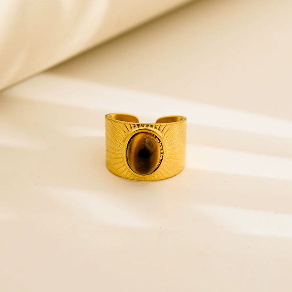 Wholesale Unisex Geometric Titanium Steel And Stainless Steel Enamel Electroplated Retro Opening Ring
