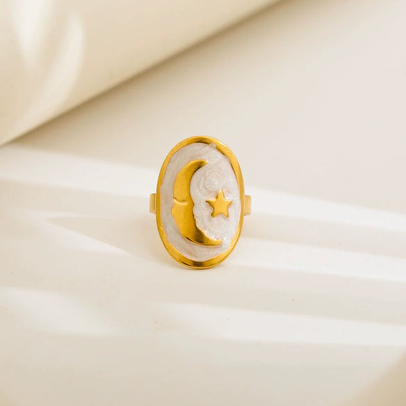 Wholesale Unisex Geometric Titanium Steel And Stainless Steel Enamel Electroplated Retro Opening Ring