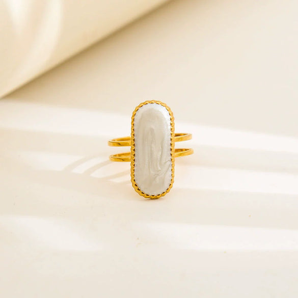 Wholesale Unisex Geometric Titanium Steel And Stainless Steel Enamel Electroplated Retro Opening Ring