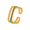 Wholesale Unisex Geometric Titanium Steel And Zircon Goldplated Doublelayer Opening Ring Hand Jewelry